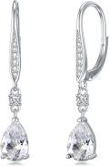 wholesale 925 Sterling Silver Blue Austrian Crystal Pear Drop Leverback Earrings for Women's Gifts-0-42
