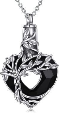 wholesale 925 Sterling Silver Lead-Free Nickel-Free Tree of Life Pendant Necklace for Women, 18+2 Adjustable Chain, Ideal Gift for Sensitive Skin-black crystal urn