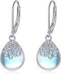 wholesale 925 Sterling Silver Opalite Drop Earrings with Leverbacks - Celtic Filigree Design-0-0