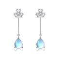 wholesale 925 Sterling Silver Moonstone Drop Earrings Platinum Plated Celtic Knot Flower Teardrop For Women-0-0