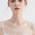 wholesale 925 Sterling Silver Crescent Moon Wolf Howling Pendant Necklace With Moonstone-0-3