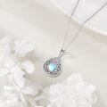 wholesale 925 Sterling Silver Blue Rainbow Moonstone Filigree Teardrop Heart Pendant Necklace for Women-0-4