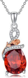 wholesale Sterling Silver Aquamarine Amethyst Ruby Pendant Necklace for Women-0-0