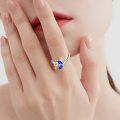 wholesale 925 Sterling Silver Marquise Blue Sapphire Crystal Engagement Ring-0-3