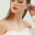 wholesale 925 Sterling Silver Teardrop Blue Moonstone & White Opal Pendant Necklace for Women-0-2