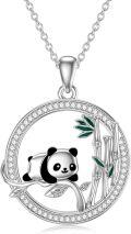 wholesale 925 Sterling Silver Panda Bamboo Tree Pendant Necklace for Women-0-0