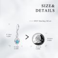 wholesale 925 Sterling Silver Turtle Drop Earrings with Blue Crystal Stone for Women Girls  4cm Long-0-3