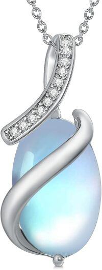 wholesale  Sterling Silver Gemstone Pendant Necklace for Women Fine Jewelry Gift -Moonstone