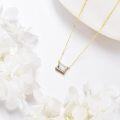 wholesale 14K Gold Emerald Cut White Topaz Pendant Chain Necklace for Women Anniversary Gifts-0-3