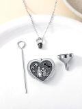 wholesale Dog Urn Necklace For Ashes S925 Sterling Silver Pet Dog Urn For Ashes Necklace Heart Urn Necklaces For Ashes Memorial Keepsake Cremation With Funnel Filler Animal Pendant Jewelry For Women -0-4