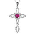 wholesale 925 Sterling Silver White Gold Plated Celtic Cross Heart Citrine Pendant Necklace-0-18