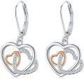 wholesale 925 Sterling Silver Heart Dangle Earrings Double Heart s for Women Mother's Day Birthday-0-0