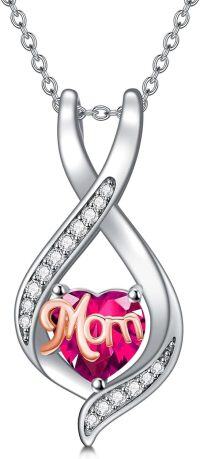 wholesale 925 Sterling Silver Birthstone Mom Necklace Mama Jewelry Gift for Women-07-July