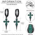 wholesale 925 Sterling Silver Green Stone Cross Drop Earrings for Women Punk Style s-0-5