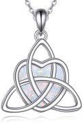 wholesale 925 Sterling Silver Opal Triquetra Celtic Knot Pendant Necklace for Women - Wiccan Jewelry-0-0