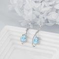 wholesale 925 Sterling Silver Teardrop Shape Larimar and Moss Agate Dangle Leverback Earrings-0-4
