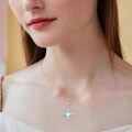 wholesale 925 Sterling Silver Moonstone Pendant Necklace Zircon Filigree Cross Platinum Plated-0-3