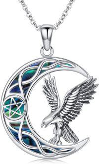 wholesale 925 Sterling Silver Abalone Shell Eagle Crescent Moon Pentagram Necklace-Eagle