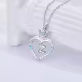 TOUPOP Sterling Silver Heart Crown Initial Pendant Necklace-0-3
