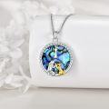wholesale 925 Sterling Silver Round Abalone Shell Dog Bone Memorial Pendant Necklace for Women-0-2