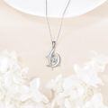 wholesale 925 Sterling Silver Double Dolphin Heart Cubic Zirconia Platinum Plated Pendant Necklace-0-2