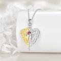 wholesale 925 Sterling Silver Angel Wings & Red Crystal Heart Pendant Necklace - Memorial Sympathy Jewelry for Women-0-2