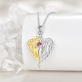 wholesale 925 Sterling Silver Angel Wings & Red Crystal Heart Pendant Necklace - Memorial Sympathy Jewelry for Women-0-2