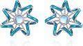 wholesale 925 Sterling Silver Blue Flower Rainbow Moonstone Studs - Small Round Gemstones s for Her-0-0