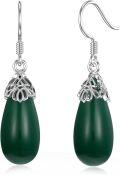 wholesale 925 Sterling Silver Hypoallergenic Jade Earrings 21mm for Women-0-0