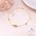 TOUPOP 14K Yellow Gold Evil Eye Anklet Adjustable Bracelet-0-1