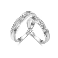 TOUPOP Sterling Silver Moissanite Couple Rings Set Anniversary Wedding Band-undefined