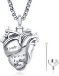 wholesale 925 Sterling Silver Aunt Cremation Necklace Wholesale Engraved Heart Urn Pendant-0-0