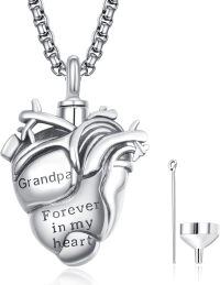 wholesale 925 Sterling Silver Aunt Cremation Necklace Wholesale Engraved Heart Urn Pendant-Grandpa-Personalized-Grandpa