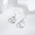 wholesale 925 Sterling Silver Heart-Shaped Opal Paw Print Dangle Earrings for Women Gifts-0-2