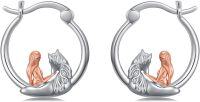 wholesale 925 Sterling Silver Horse and Girl Design Hoop Earrings for Women's Gifts-Horse