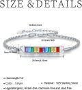 wholesale 925 Sterling Silver Rainbow Pride Bar Link Chain Bracelet LGBTQ Gift for Women & Men-0-3
