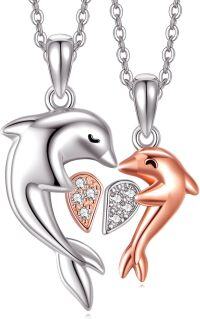 wholesale 925 Sterling Silver Dolphin & Heart Infinity Pendant Necklace s for Women-Dolphin