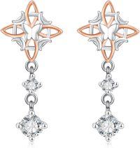 wholesale 925 Sterling Silver Hypoallergenic Star Moon Witch Drop Earrings for Women-Witch