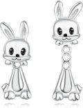 wholesale 925 Sterling Silver Rabbit Stud Earrings for Girls and Women - Cute Animal  Set-0-0