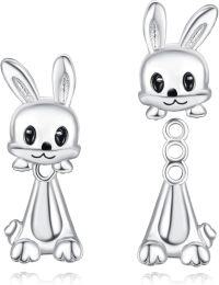 wholesale 925 Sterling Silver Rabbit Stud Earrings for Girls and Women - Cute Animal  Set-Bunny