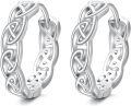 wholesale 925 Sterling Silver Celtic Knot Huggie Hoop Earrings Good Luck  for Women Men-0-0