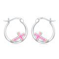 wholesale 925 Sterling Silver White Opal Cross Hoop Earrings White Gold Plated-0-1