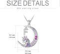 wholesale TOUPOP Unicorns Necklace 14k White Gold Plated Moon Pendant Unicorn Initial Letter F Necklaces Colorful Unicorn Pink Zircon Kids Jewelry Unicorn Birthday Daughter Women -0-2