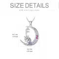 TOUPOP 14k White Gold Plated Pink Zircon Unicorn Moon Initial F Necklace-0-2