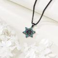 wholesale 925 Sterling Silver Turquoise Eye Star of David Pendant Necklaces for Women Men Judaica Gift 24 Chain-0-3