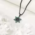 wholesale 925 Sterling Silver Turquoise Eye Star of David Pendant Necklaces Wholesale for Women Men Judaica Gift 24 Chain-0-3