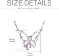 wholesale 925 Sterling Silver Pink Ribbon & Butterfly Dragonfly Cross Pendant Necklace for Breast Cancer Awareness Survivors Gift-0-3