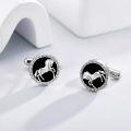 wholesale 925 Sterling Silver Horse Design Black Onyx Round Celtic Cross Four-Leaf Clover Cufflinks-0-2