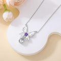 wholesale 925 Sterling Silver Angel Wings Heart Amethyst Cremation Urn Memorial Pendant Necklace-0-3