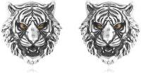 wholesale 925 Sterling Silver Tiger Head Stud Earrings-Tiger